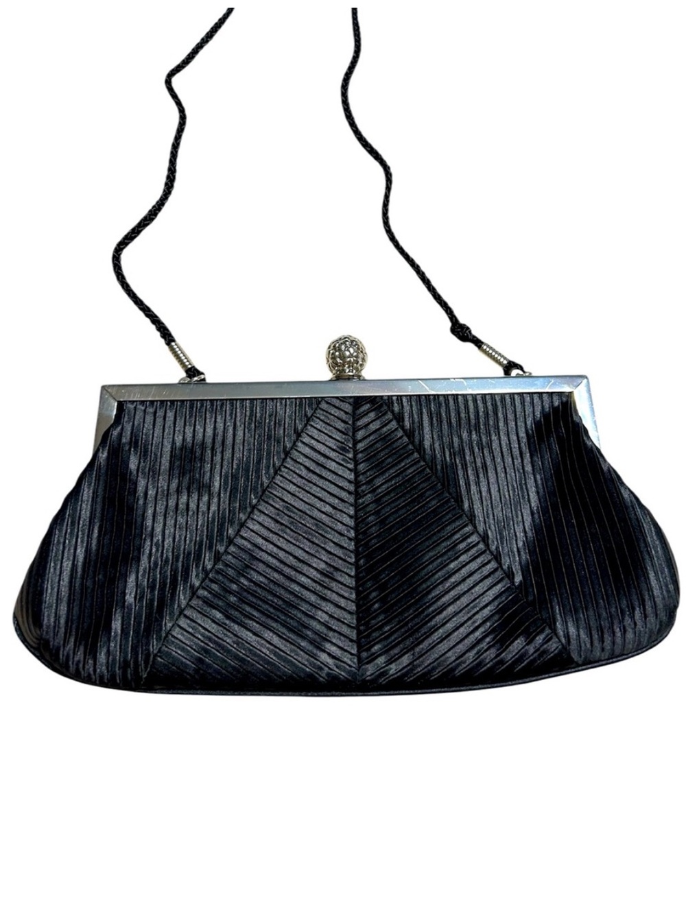 Kate Landry Vintage Black Silk Evening Clutch Purse